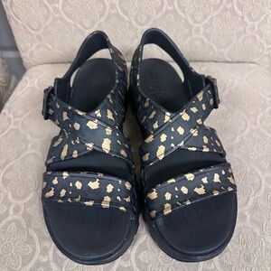 Skechers Black and Gold Luxe Foam Sandals